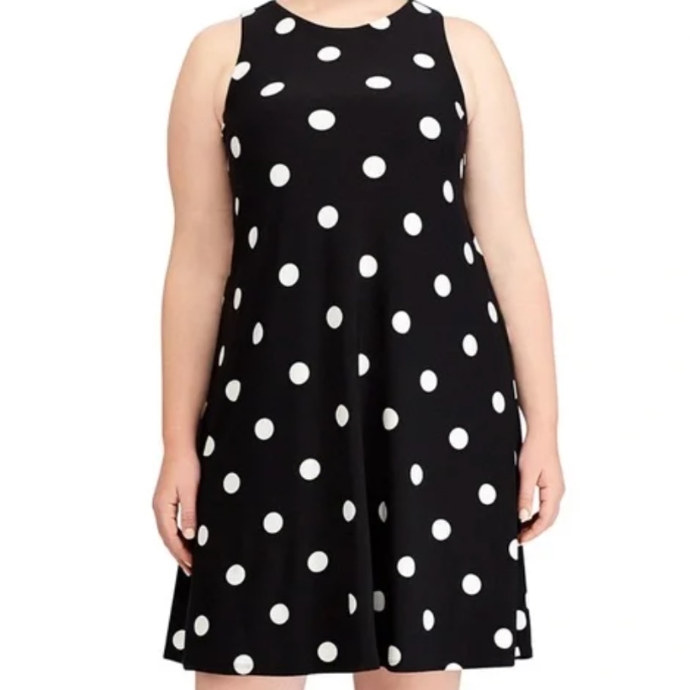 LAUREN by Ralph Lauren Polka Dot Swing Dress